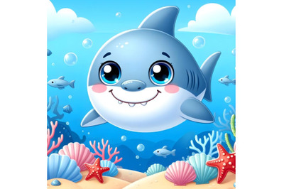 Cute cartoon shark