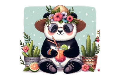 panda with cocktail in glasses