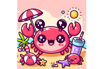 Cartoon Cute Kawaii Chibi Crab