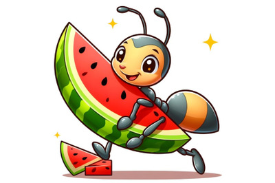 Ant Carrying a picece of Watermelon