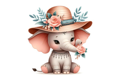 Cute Elephant in panama hat