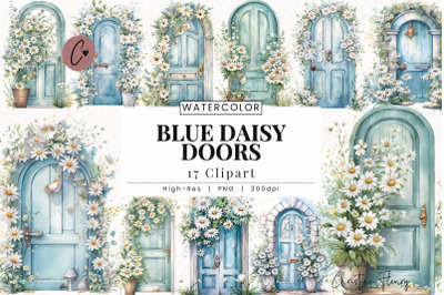 Blue Daisy Doors Clipart