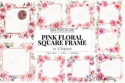 Pink Floral Square Frames Clipart