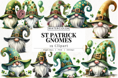 Watercolor St Patrick Gnomes Clipart