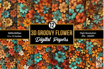 Groovy 3d Flowers Seamless Patterns