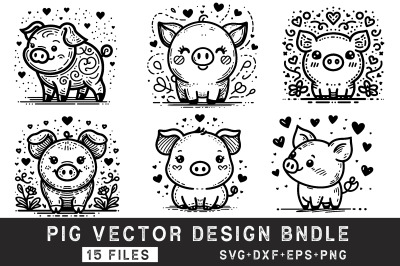 Pig with Bandana SVG Bundle