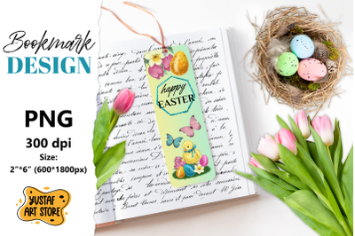 Happy Easter Bookmark printable. Easter chick bookmark PNG