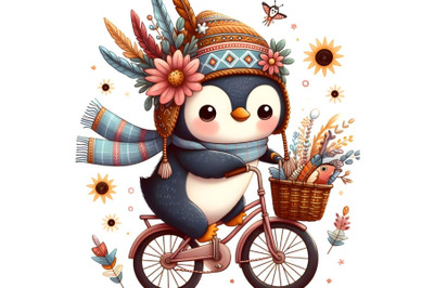 Little penguin riding cycle