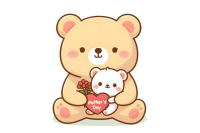 Cute cartoon bear and her child