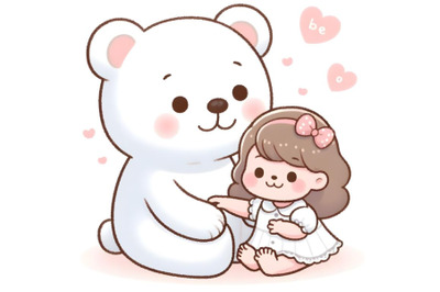 Cute cartoon bear and her child