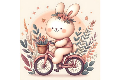 Little teddy bunny riding cycle