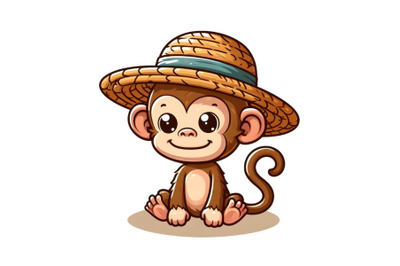 Monkey with straw hat