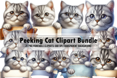 Peeking Cat Clipart Bundle