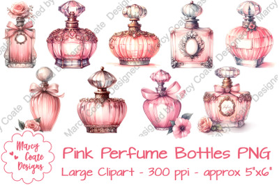 Pink Perfume Bottles Large Clipart Set PNG