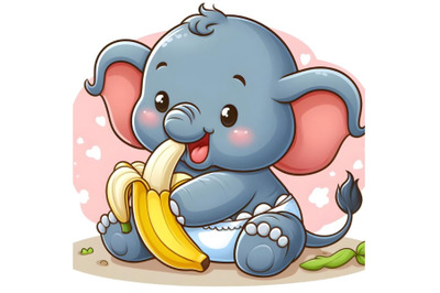 baby elephant eating banana