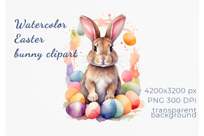 Watercolor easter bunny clipart, easter graphic, sprinng clipart, bunn