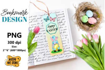 Happy Easter Bookmark printable. Easter gnome bookmark PNG