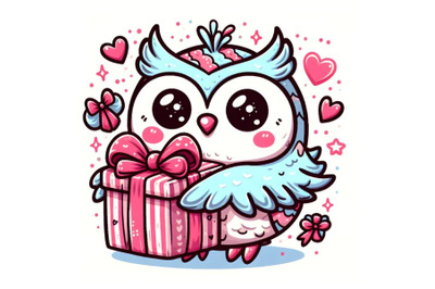 Cute Owl with gift