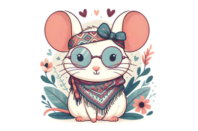 Cute mouse wearing a pair of glasses