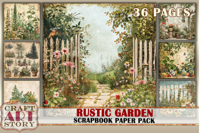 Vintage Rustic Garden journal Scrapbook Paper Pack,8x8