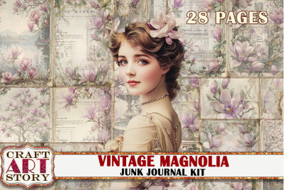 Vintage magnolia Junk Journal Kit,scrapbook papers