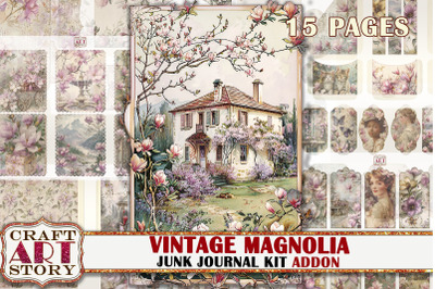 Vintage magnolia Junk Journal Kit ADDON,scrapbook