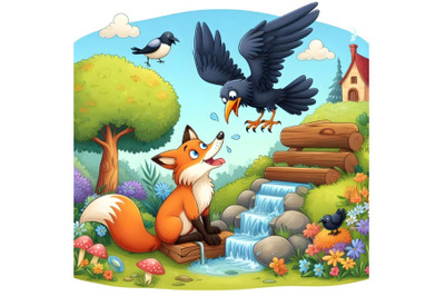 Aesop`s fable The Fox and the Crow