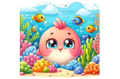 Cute cartoon of fish