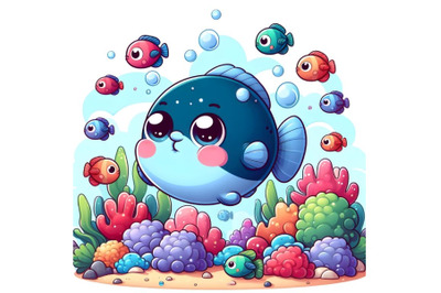 Cute cartoon of fish