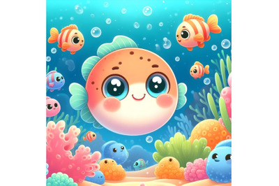 Cute cartoon of fish