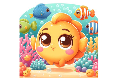 Cute cartoon of fish