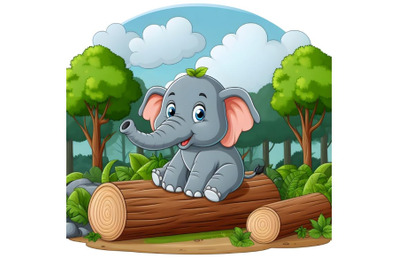 illustration of a elephant on a wood in the forest