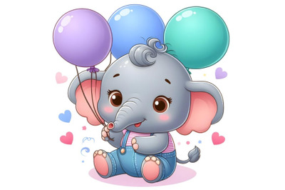 Cute elephant boy with balloons