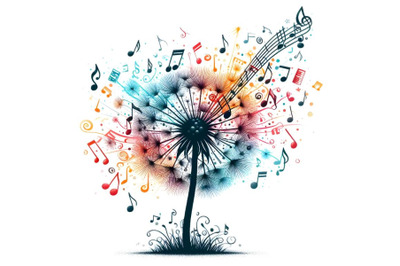 flower with flying musical notes