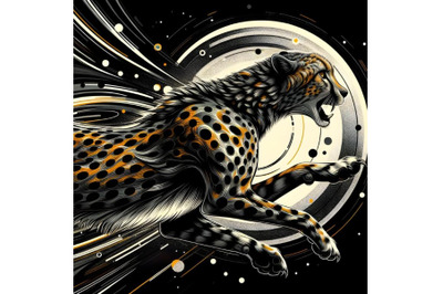 running cheetah with abstract back background