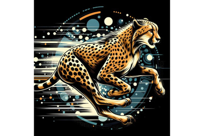 running cheetah with abstract back background