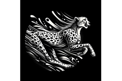 running cheetah with abstract back background