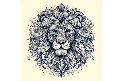 ornamental outline lion head