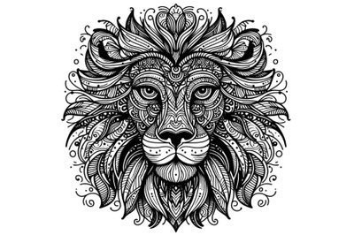 ornamental outline lion head