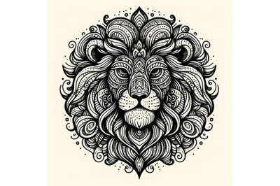 ornamental outline lion head