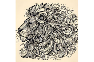 ornamental outline lion head