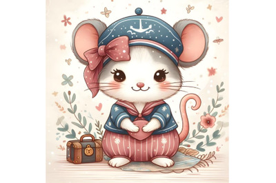 Cute cartoon Mouse in sailor costume