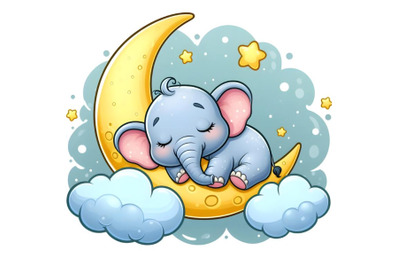 Baby Elephant Sleep on the Moon