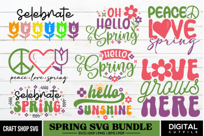 Spring SVG Bundle, Spring Typography Quotes Bundle