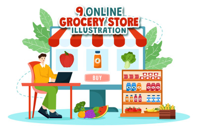 9 Online Grocery Store Illustration