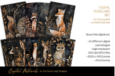 Regal Forest Animals Postcards &amp; Art Prints