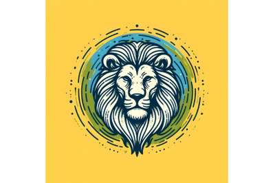 Line art brush stroke lion