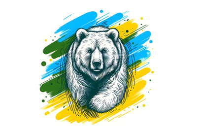 Line art brush stroke bear