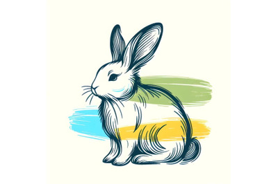 Line art brush stroke bunny