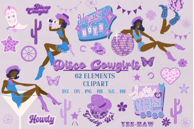 Disco Cowgirl SVG | Purple Western SVG | Pin-up Cowgirls SVG | Yeehaw